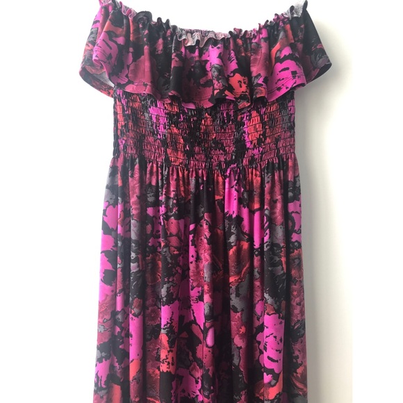 Wet Seal Fuchsia/Red Floral Maxi Dress Small - Picture 2 of 4